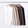 Men's Minimalist Long Sleeve Half Turtleneck Pullover Top Solid Color Basic Top