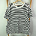 RVCA Shirt Mens Large Black White Stripe Cotton Pique Relaxed Skate Streetwear