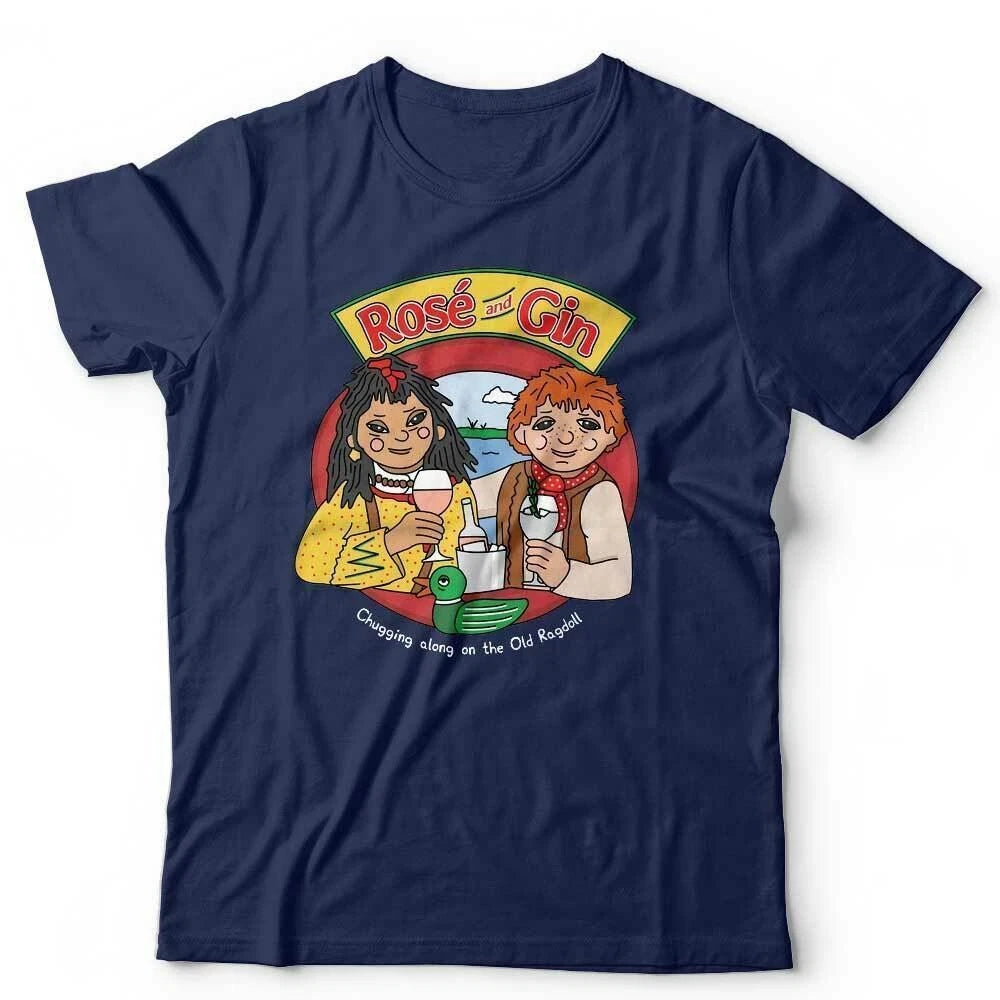 Rose And Gin Tshirt Unisex - Funny 90's Cartoon Drinking Wine Parody Humour