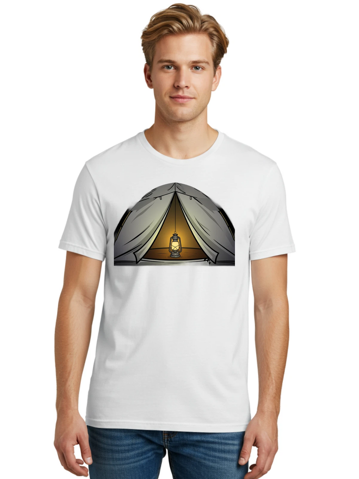 Tent-Lantern Mens Graphic Tee, 100% Cotton, Casual Summer Wear