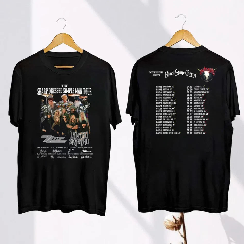 Lynyrd Skynyrd & ZZ Top 2024 Tour Shirt – Sharp Dressed Simple Man Concert Tee