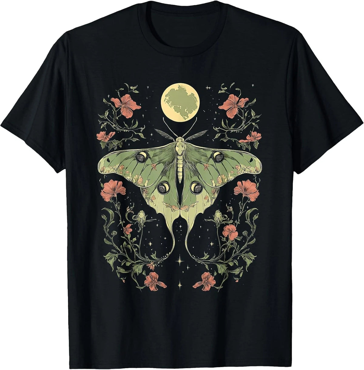 Goblincore Moth and Butterfly with Moon Cottagecore T-Shirt