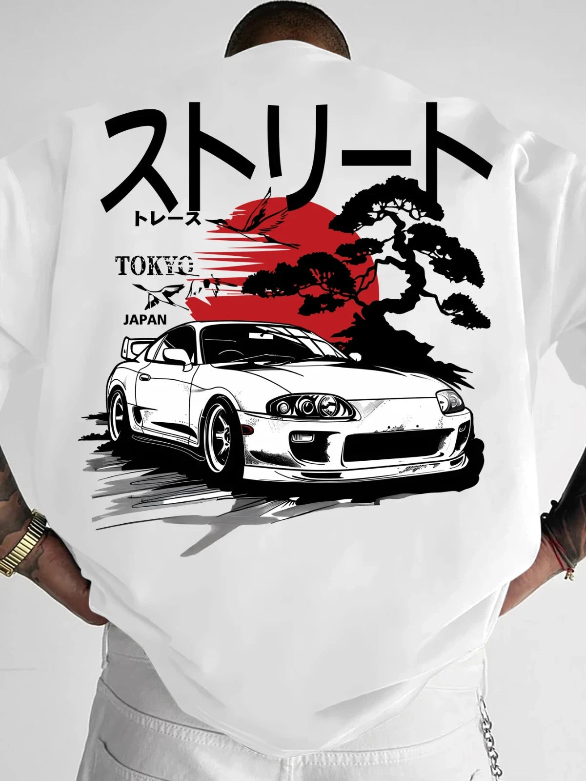 Men's T-Shirt Supra Car & Japanese Art Print Streetwear
