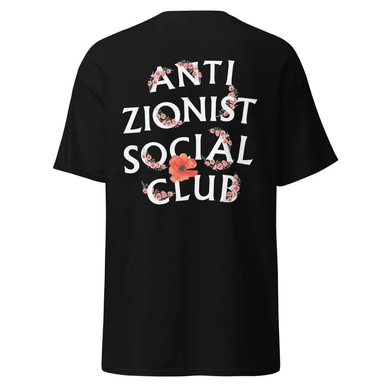 Anti Zionist Social Club Shirt, Palestine Poppy Graphic Tee, Free Palestine