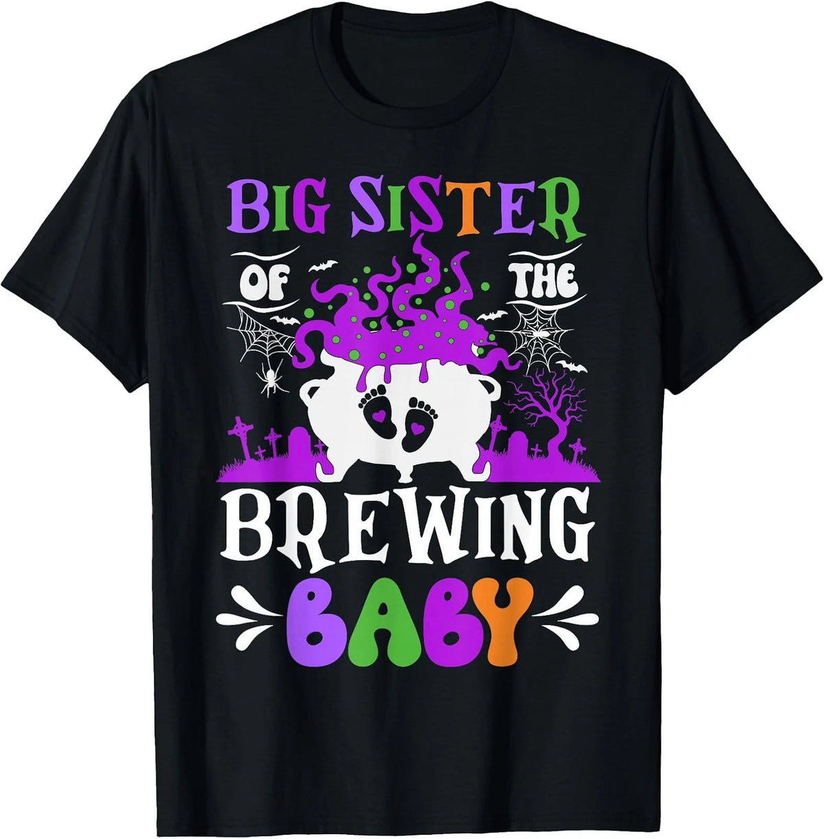 Big Sister of The Brewing Baby Sister to Be Halloween T-Shirt Image 1 of 2