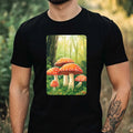 Mens T-Shirt Mushroom Forest Motif Cotton Size XS to 5XL