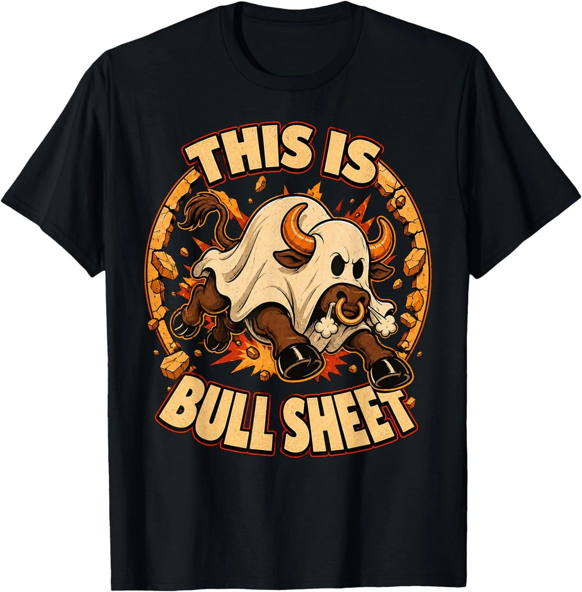 Funny Halloween Boo Ghost Cow This is Bull Sheet Costume T-Shirt