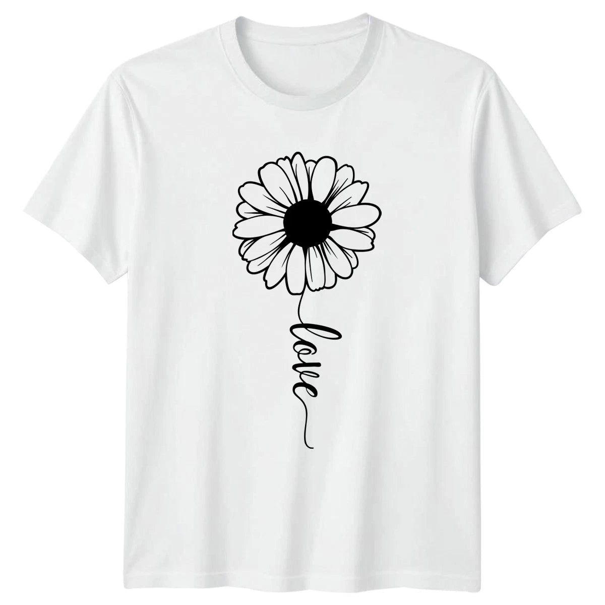 Daisy Love Minimalist Floral Design Womens T-Shirt Daisy Flower Botanical