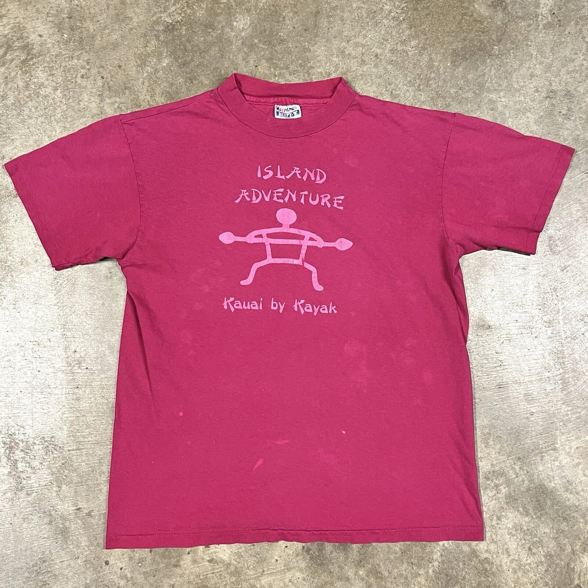 Vintage Hawaii T Shirt Island Adventure Kauai By Kayak Magenta Distressed Sz L Image 1 of 4