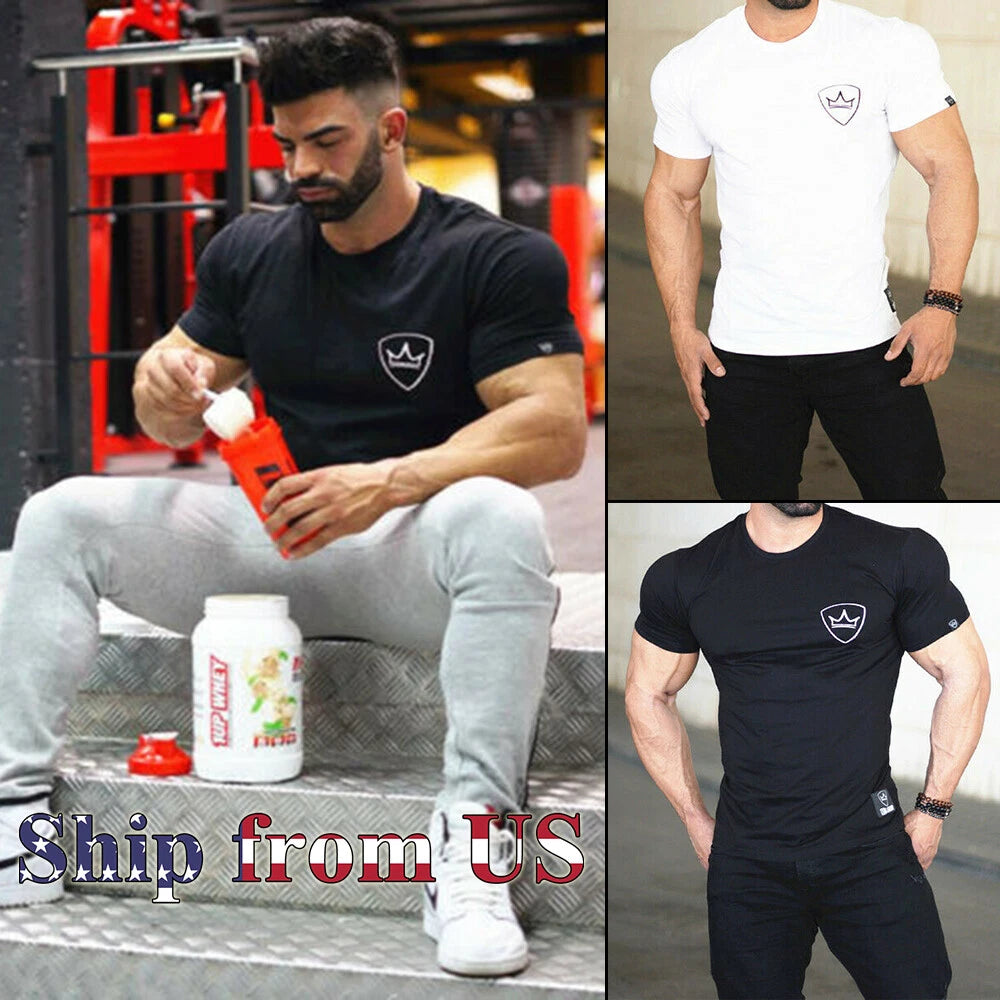 Gym Workout Training T-Shirt Bodybuilding Muscle Shaper Sport Fitness Active Tee