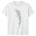 Black Line Art Flower Womens T-Shirt Minimalist Floral Garden Gift Her