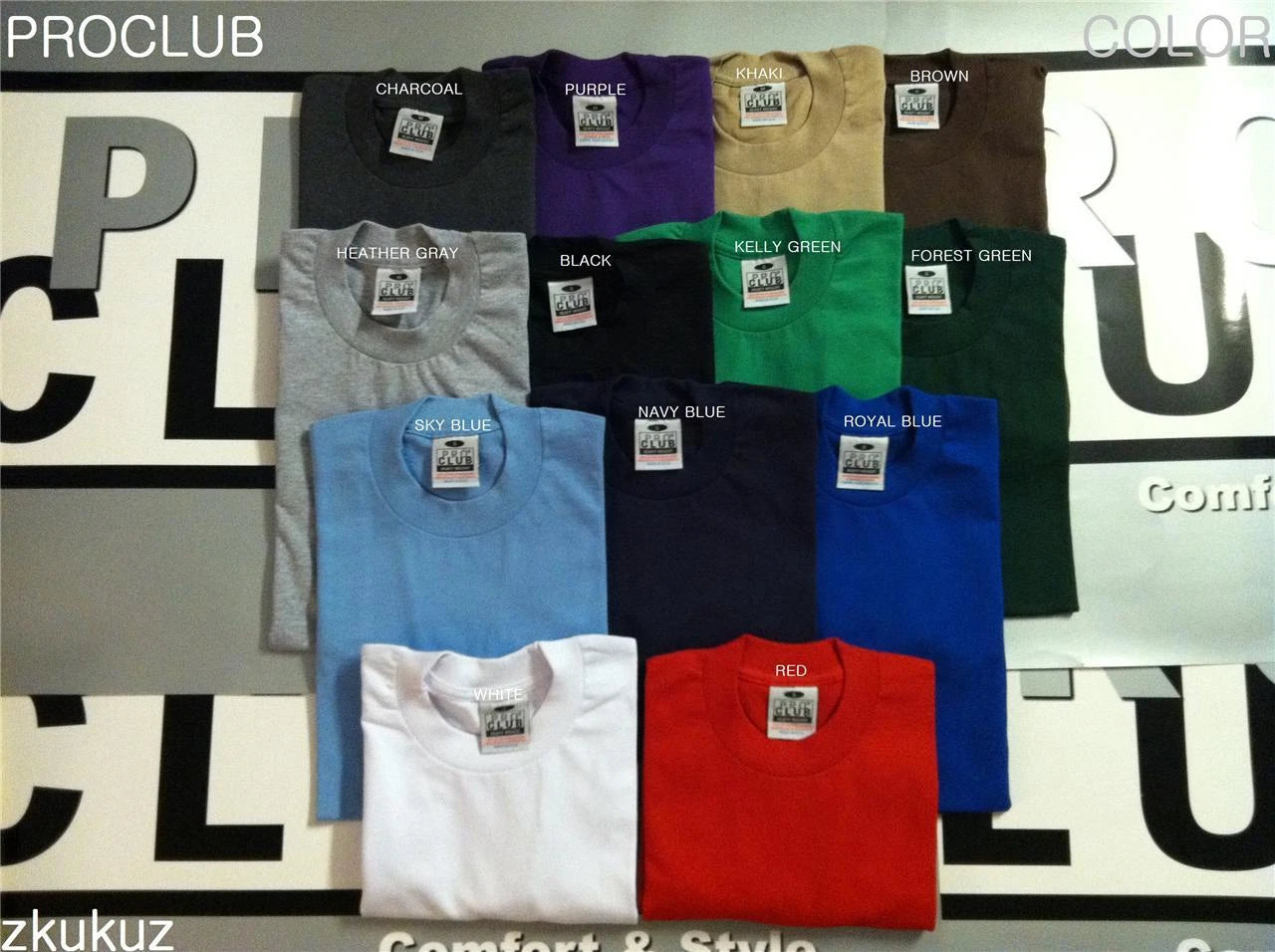 6 NEW PROCLUB HEAVY WEIGHT T-SHIRT COLOR PLAIN PRO CLUB BLANK XLT-5XLT TALL 6PC