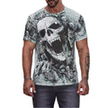 Street style skull print T shirt for men with loose fit and breathable fabric