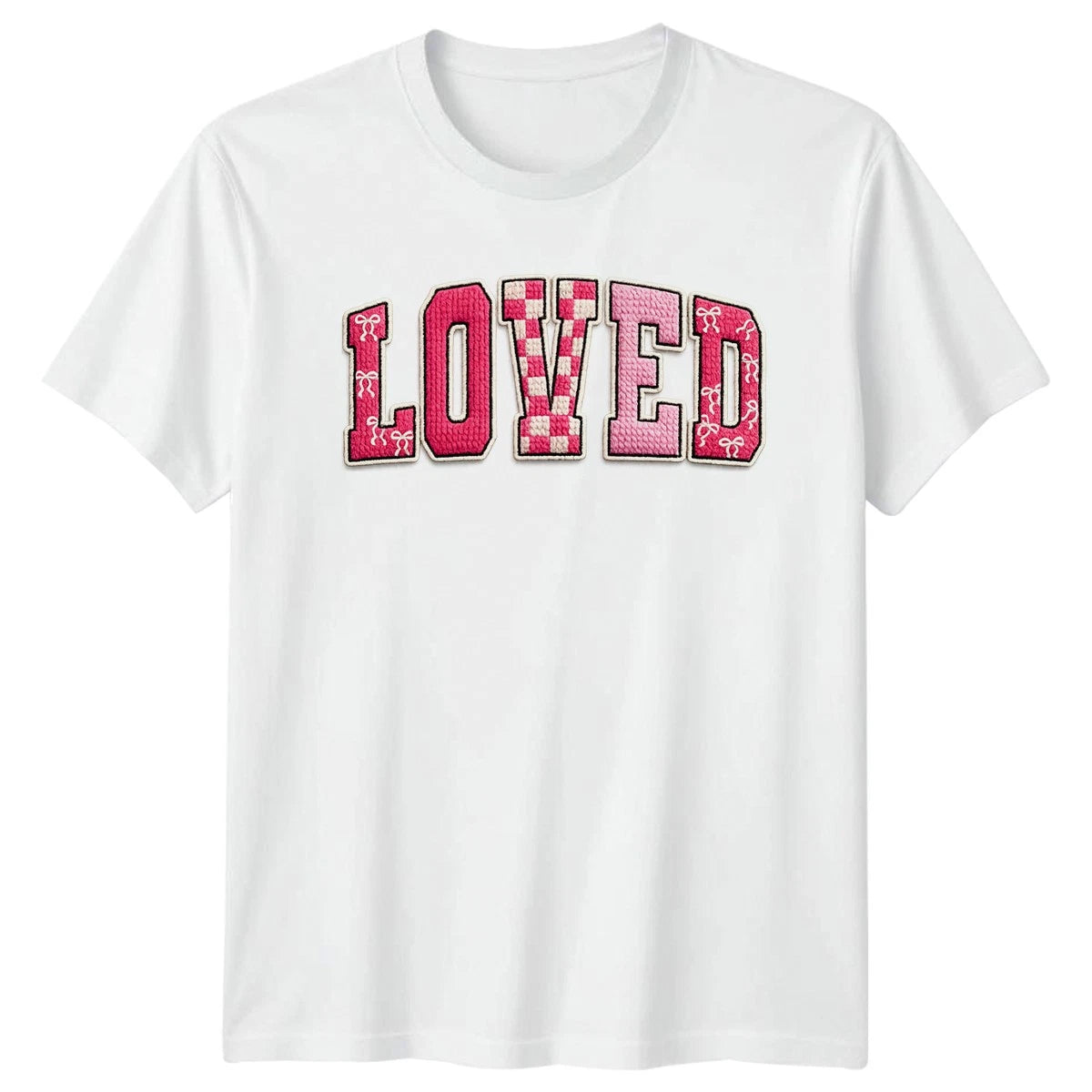 Loved Womens T-Shirt Varsity Aesthetic Fashion Valentines Day Gift For Her