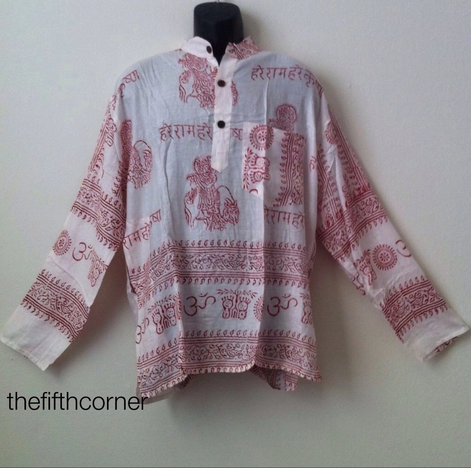 Hippie Hare Rama Om Ganesh Hindu Yoga Prayer T Shirt Kurta Top Unisex Handmade