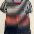Guess Mens Striped Ombre T-Shirt Short Sleeve Sunset Grey Orange Navy Small