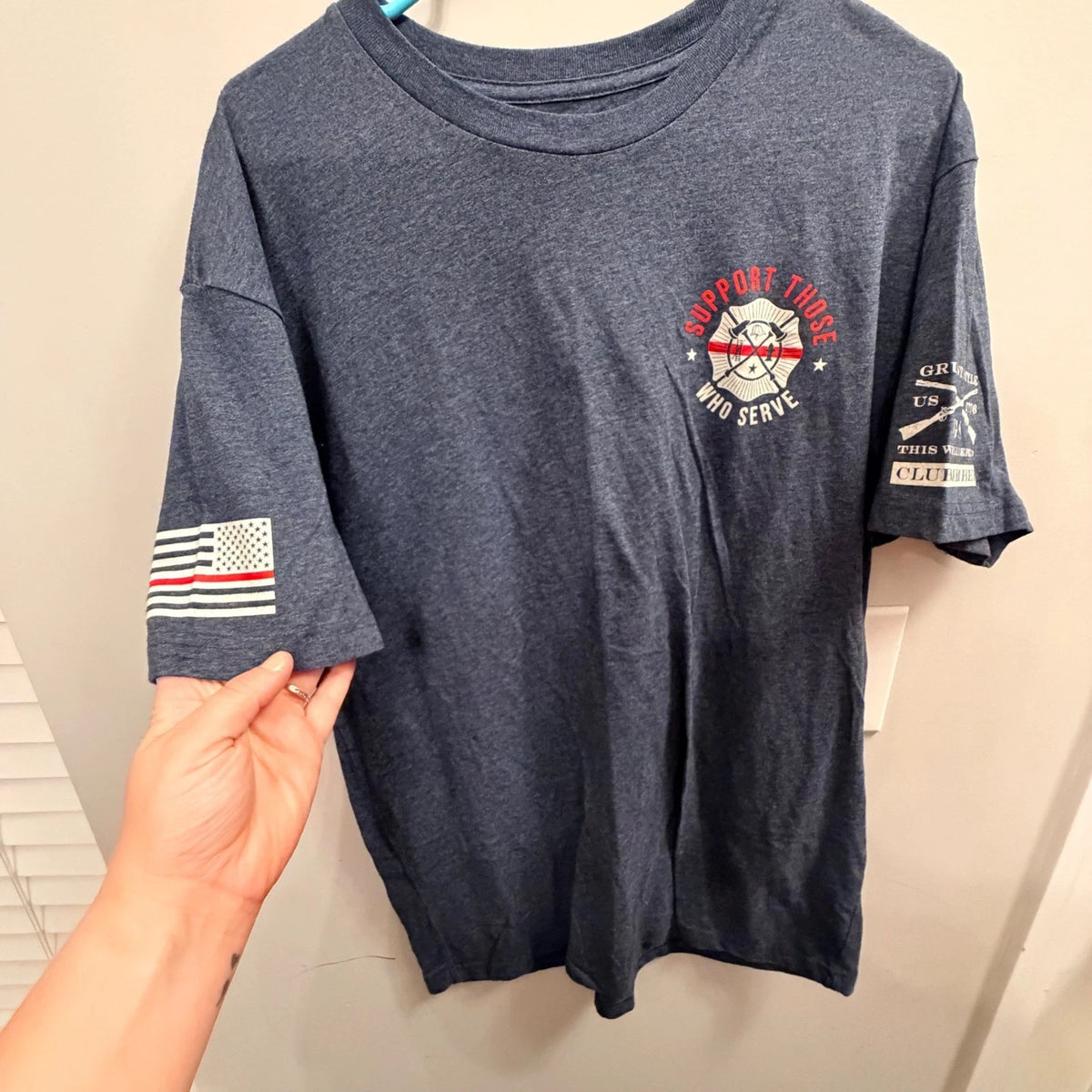 Grunt Style T Shirt Mens XL Support Those Who Serve Firefighter Navy Gorpcore
