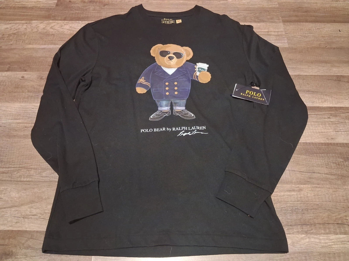 New NWT Polo Ralph Lauren 'Barista Bear' Ralph's Coffee Long Sleeve T-Shirt XS Image 1 of 4