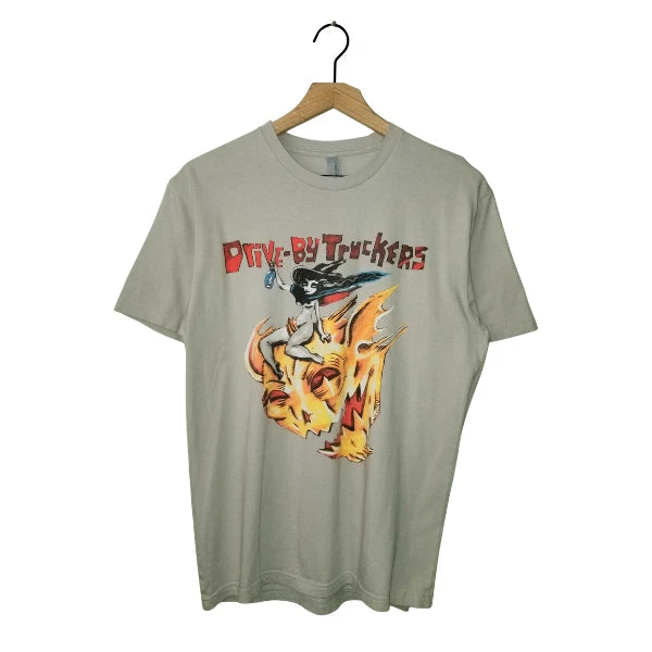Drive By Truckers Band T-Shirt Vintage 2014 Flaming Skull Gray Mens MD
