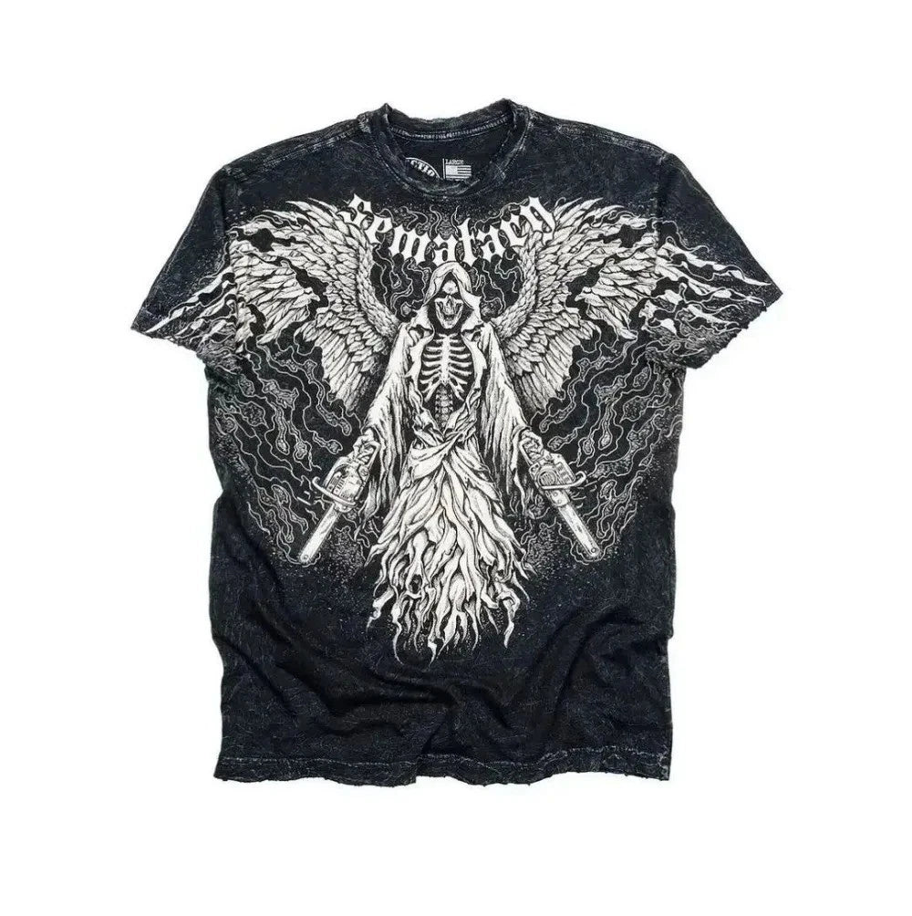 Mens Graphic T Shirt Breathable Summer Tee Y2K Retro Punk Hip Hop Print Casual T