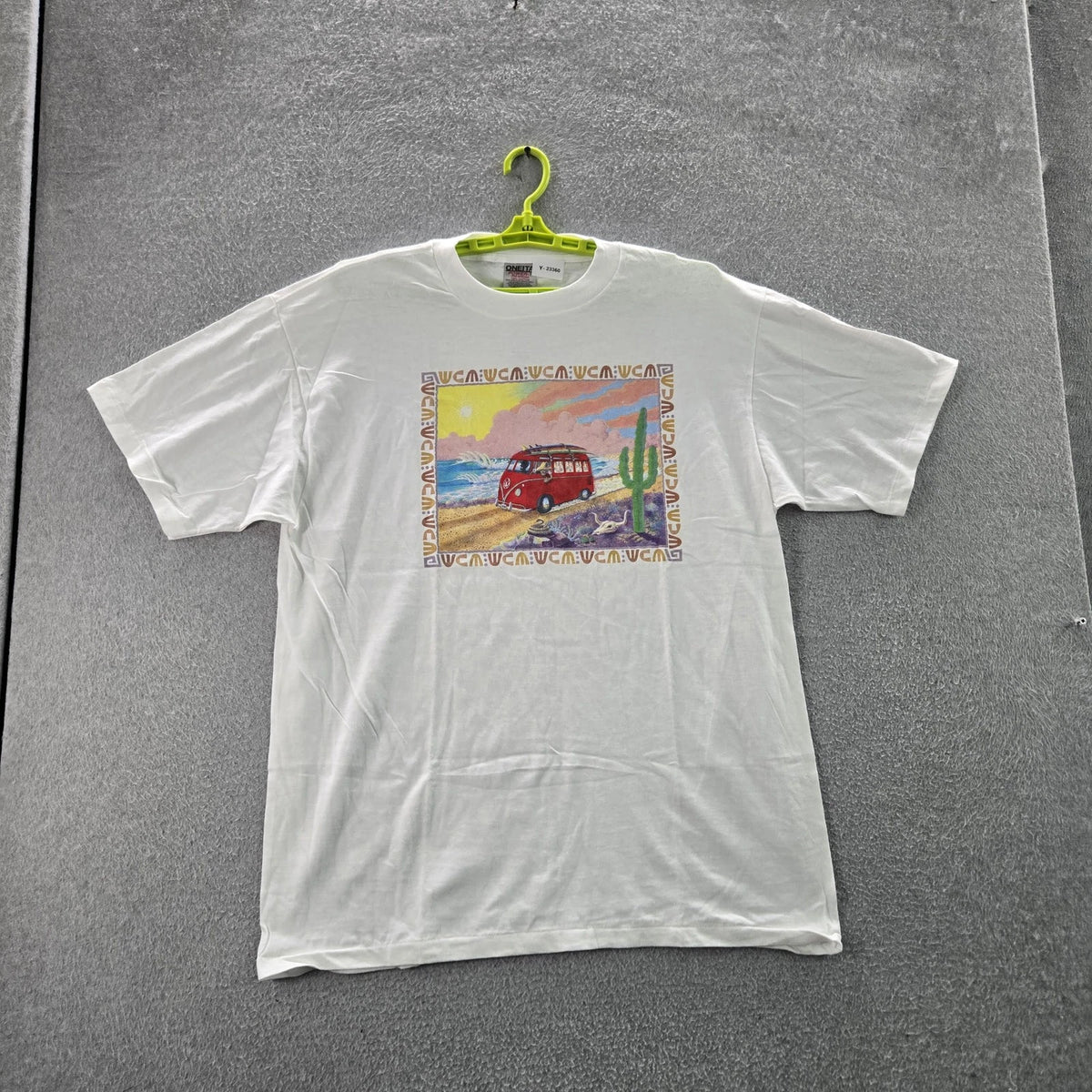 VINTAGE Van Life Men Shirt XL White Bus Graphic Print Desert Short Sleeve Image 1 of 4