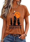 Halloween Shirts for Women Pumpkin Ghost Tshirt Fall Spooky Season Tee Tops Image 1 of 4