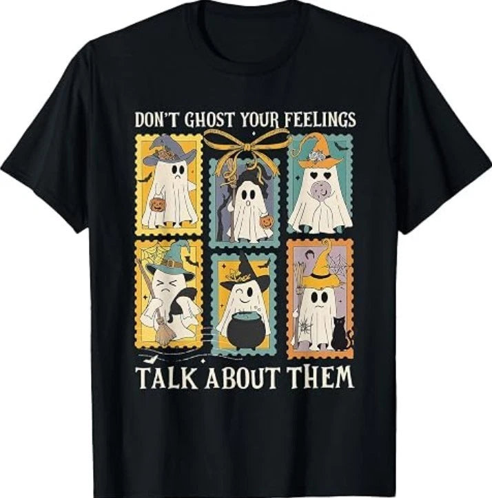 Retro Halloween Mental Health Don't Ghost Your Feelings T-Shirt