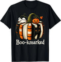 Halloween Reading Pumpkin Book Cat Ghost Librarian Teacher T-Shirt