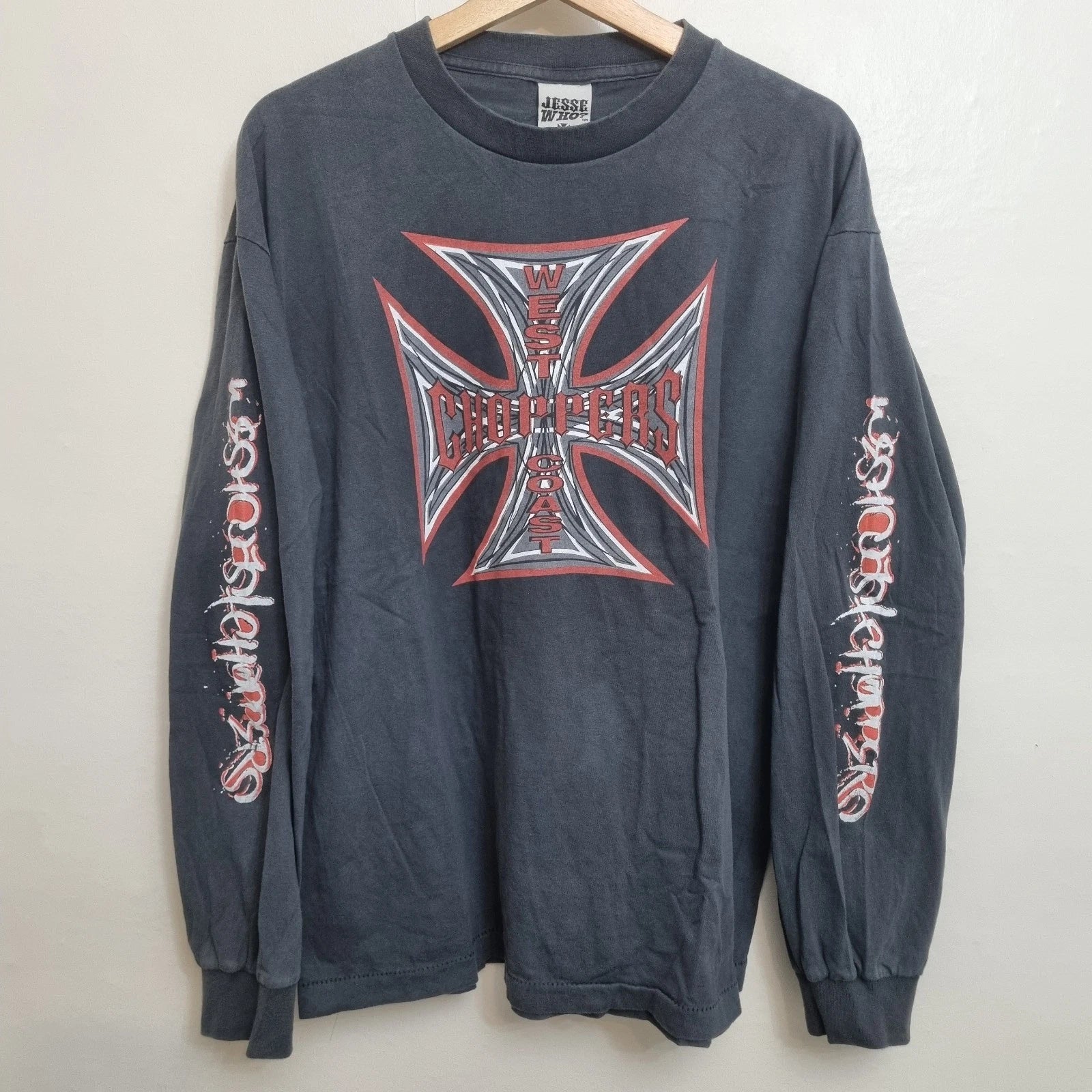 Vintage West Coast Choppers Devil Cross T-shirt XL Logo Long Sleeve