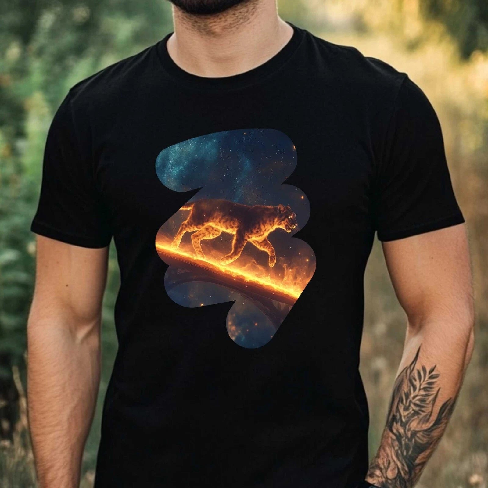 Mens Light Up Animal Print Cotton T-Shirt Size XS to 5XL