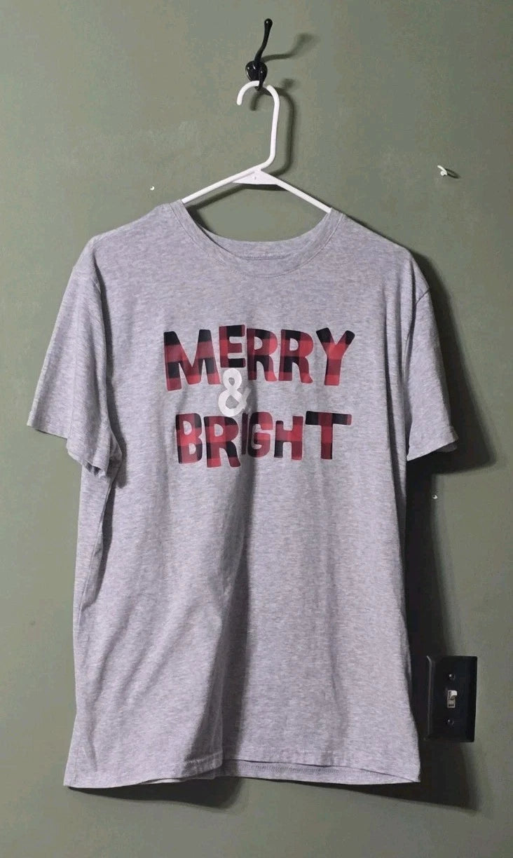 target wondershop Grey Merry and Bright graphic tee mens Size L Sleepwear Shirt