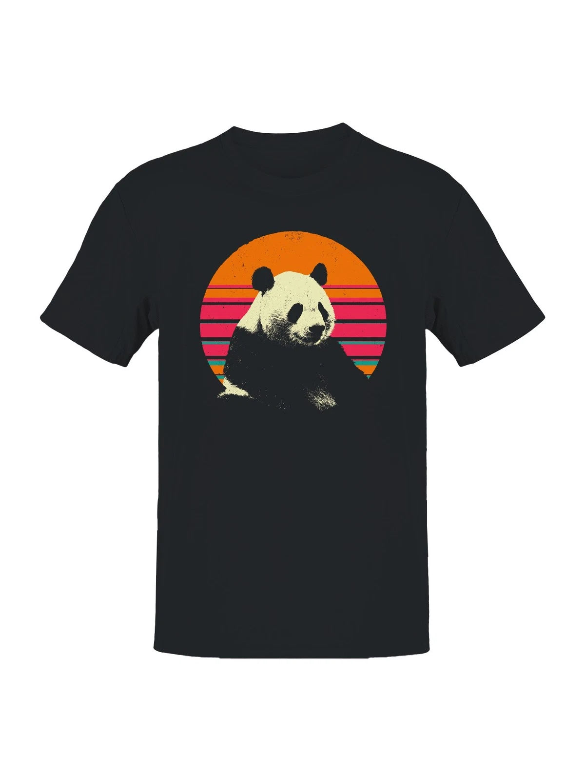 Retro Sunset Panda Design Men's T-shirt