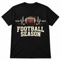 Football Season Badge Graphic T-Shirt American Sports Fan Black Tee