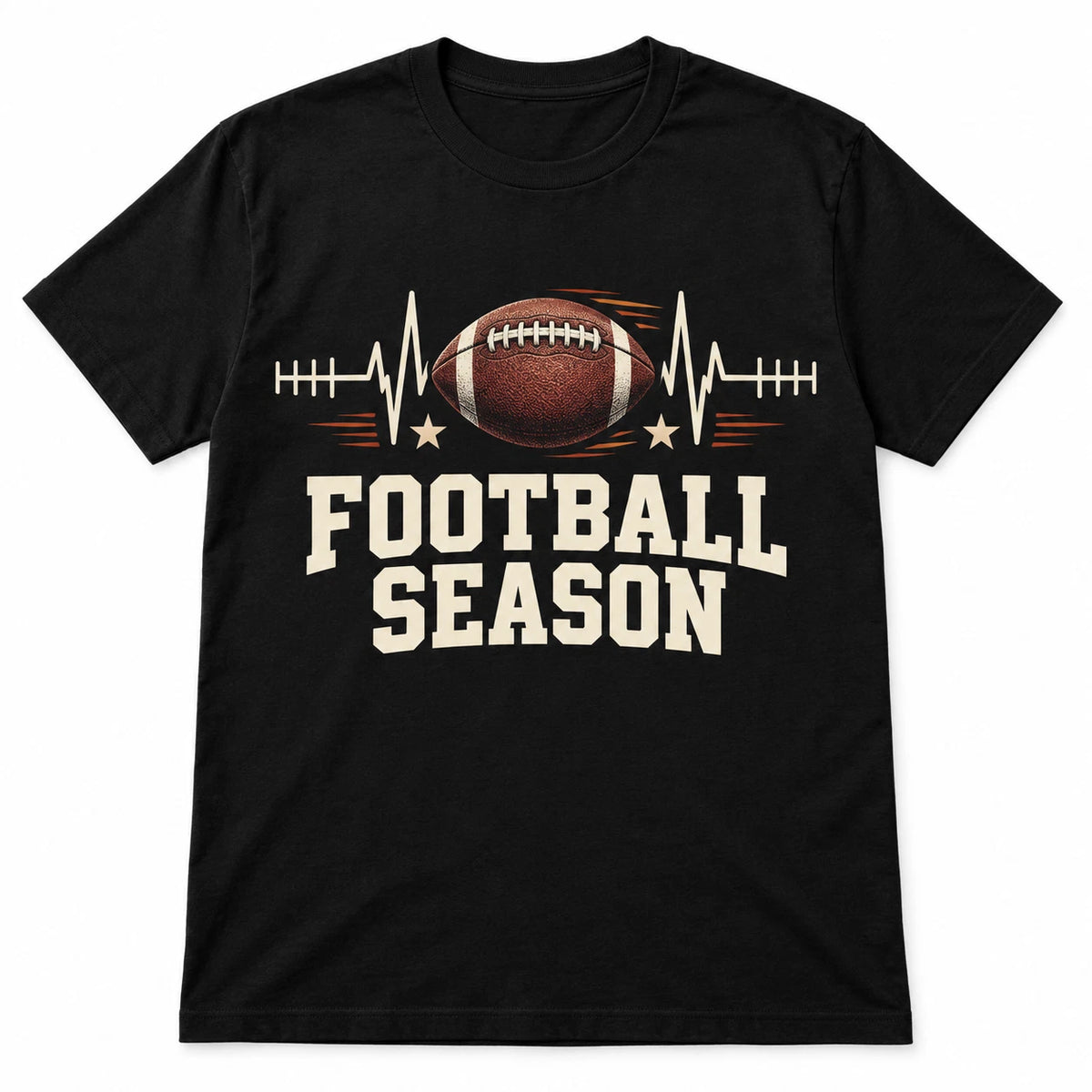 Football Season Badge Graphic T-Shirt American Sports Fan Black Tee