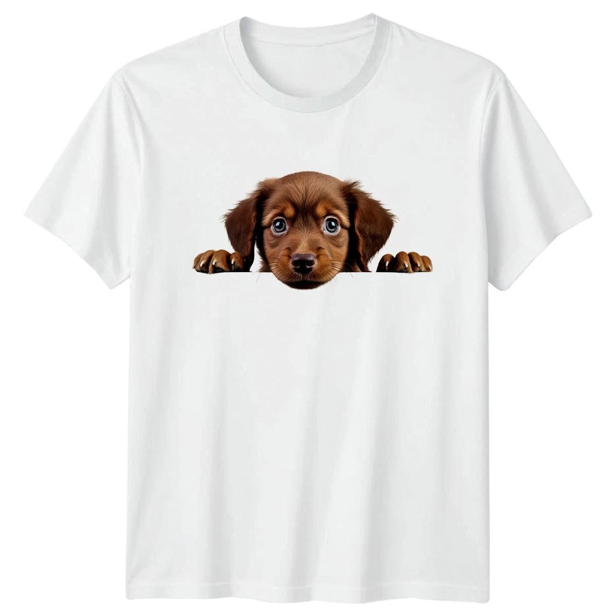 Cute Brown Puppy Peeking T-Shirt Puppy Dogs Birthday Gift For Him And Her