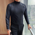 Spring Men's Fashion Long Sleeve T Shirts Trendy Suspenders Slim Fit Casual Tops