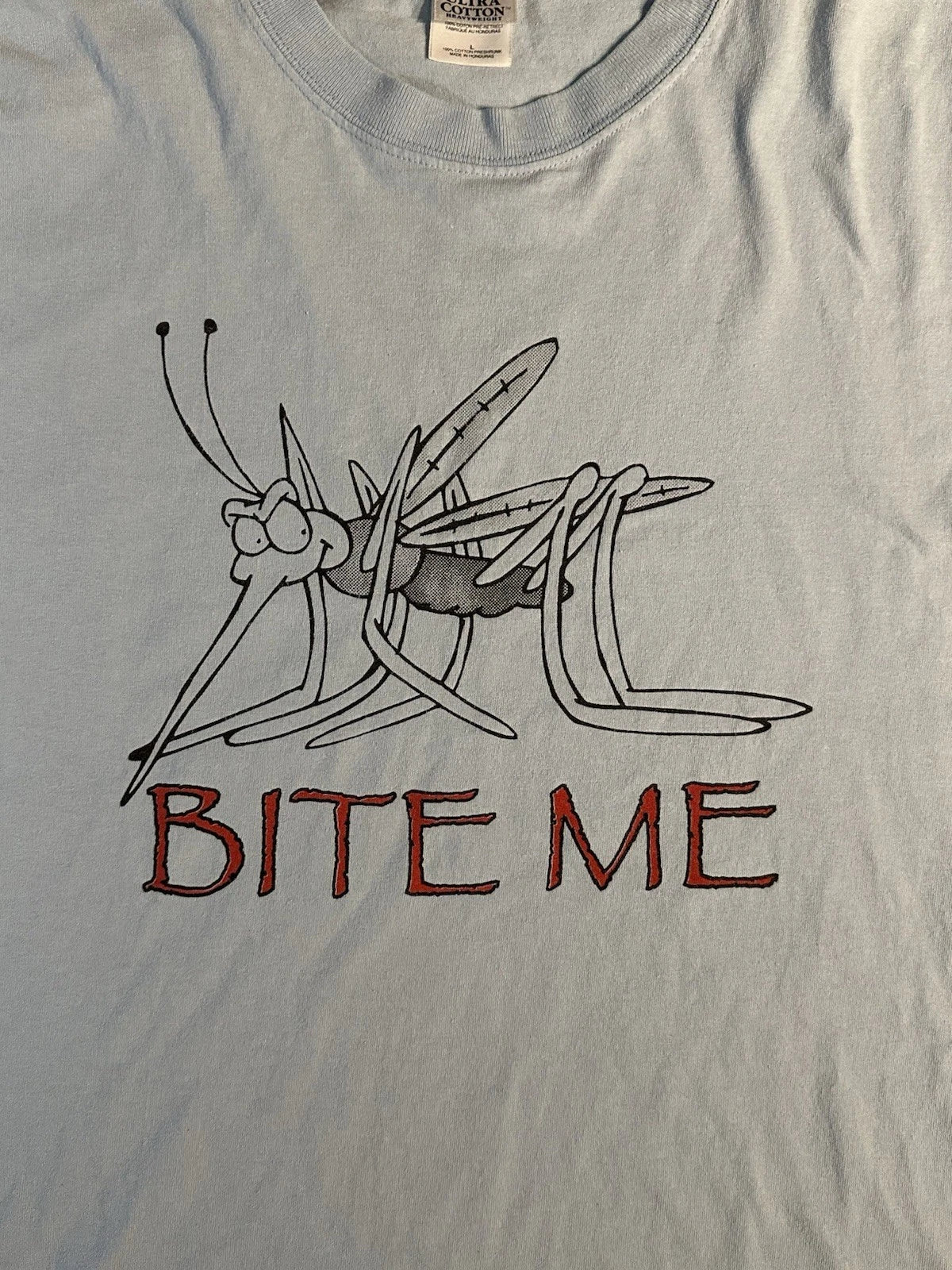 Vintage 90s Bite Me Mosquito Art Graphic Funny Tee Shirt Men Large USA Colorado