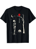Skeleton Red Balloon T-Shirt Spooky Halloween Graphic Tee