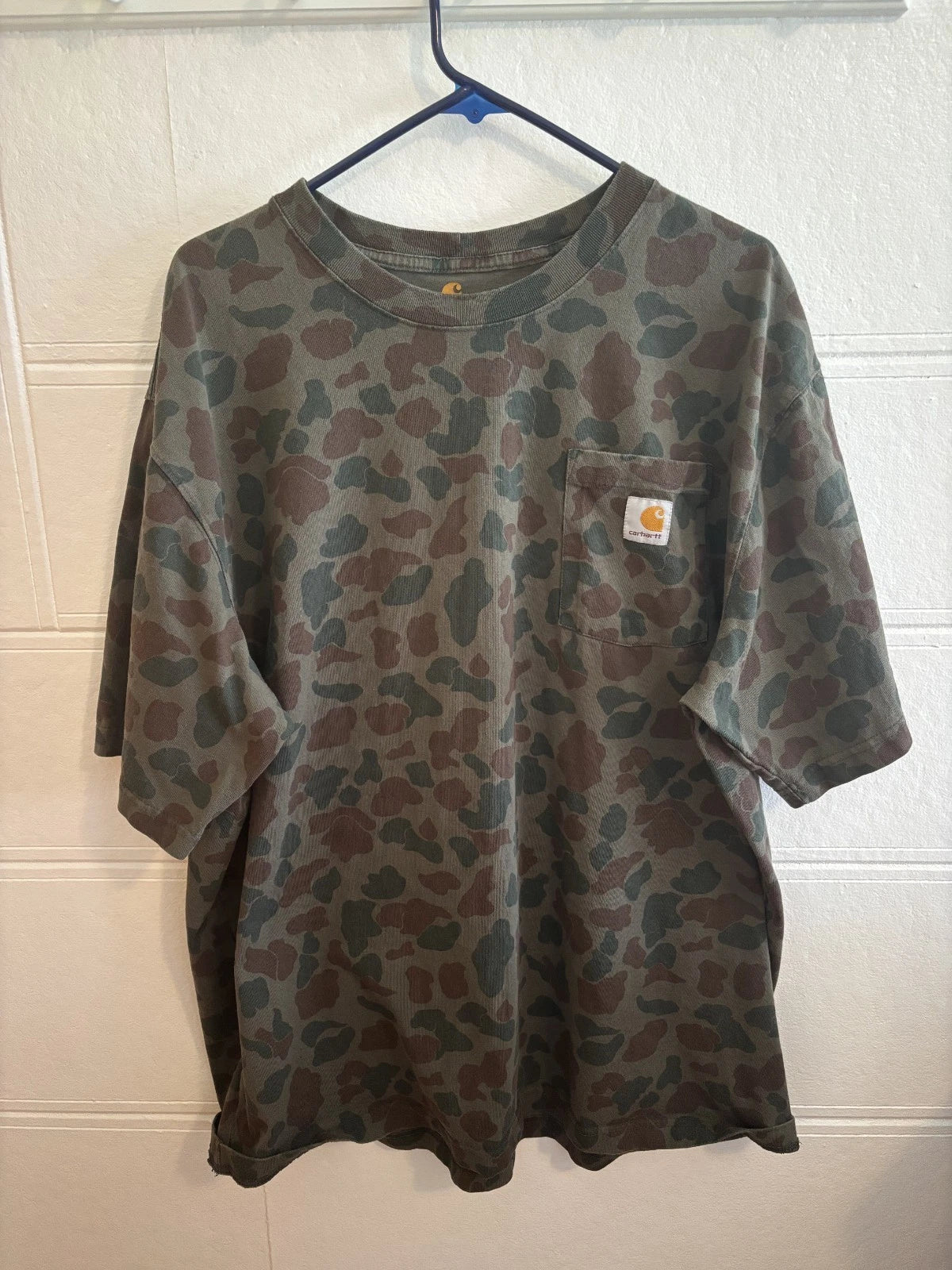 carhartt duck camo t shirt xl mens heavyweight preowned excellent condition