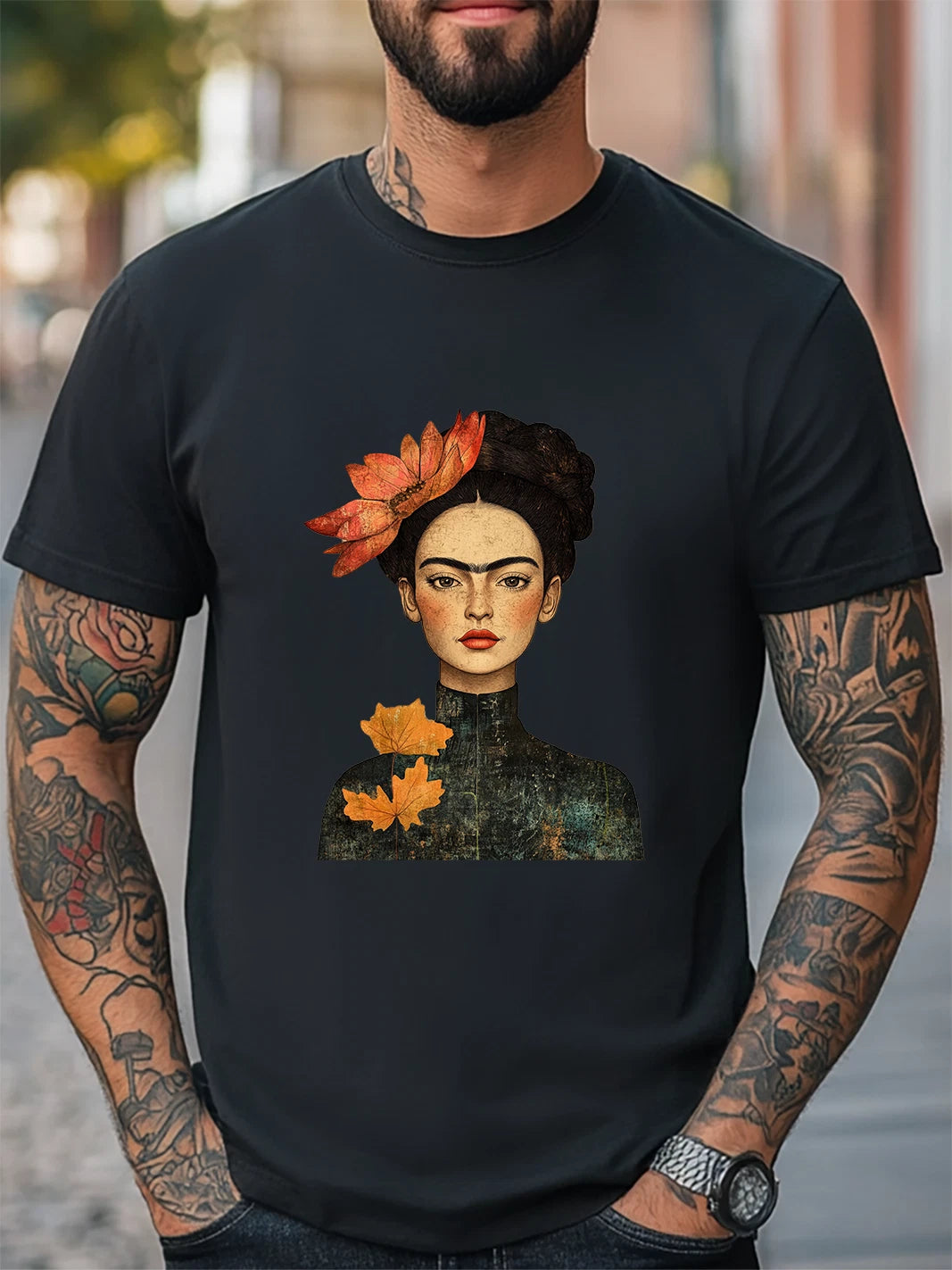 Frida Kahlo Artist portrait Unisex Women Men T-Shirt Trendy Tee Casual Tee