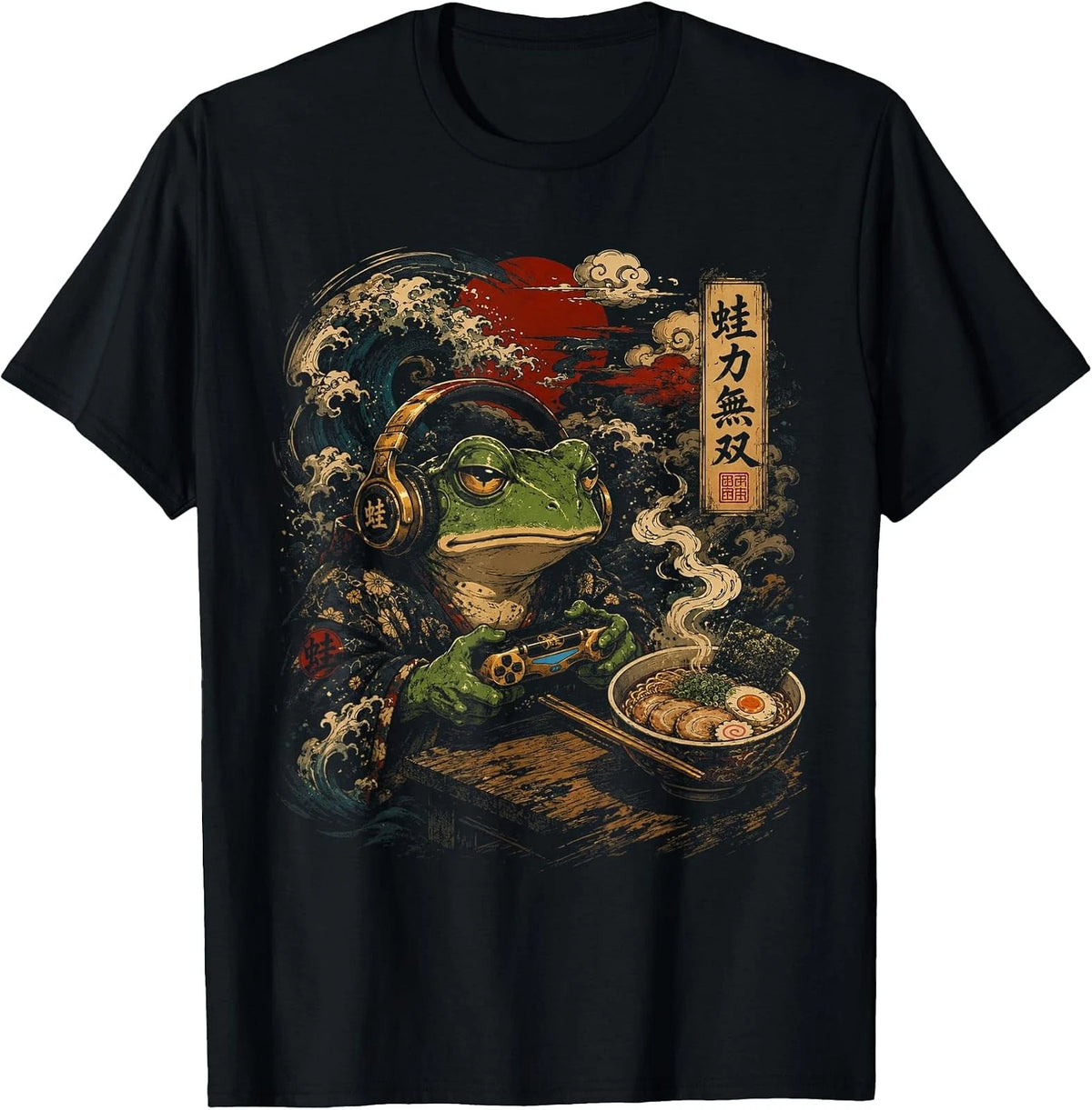 Funny Japanese Gamer Frog Anime Graphic T-Shirt for Men