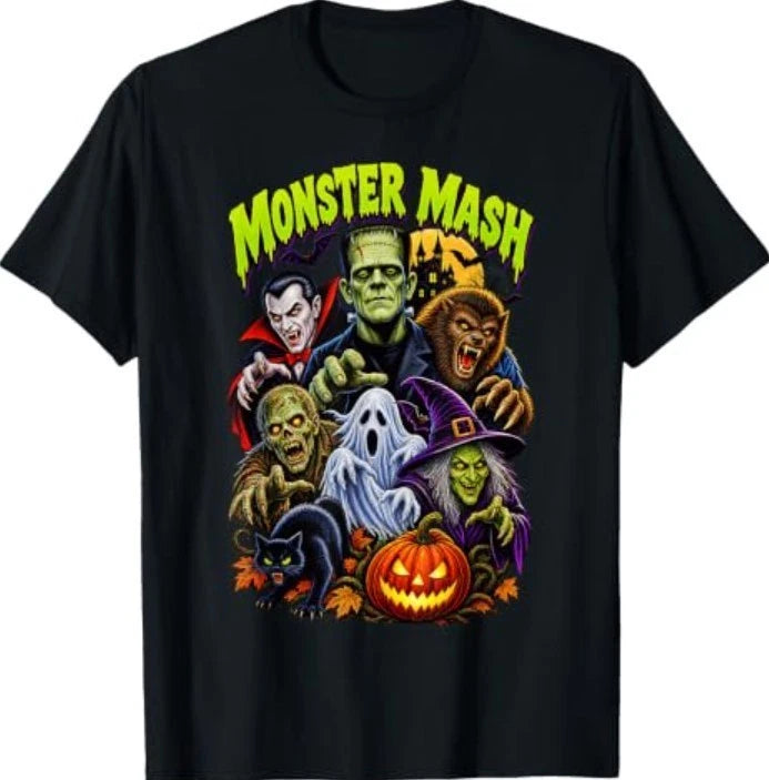 Retro Funny Monster Mash Ghost Zombie Vampire Halloween T-Shirt
