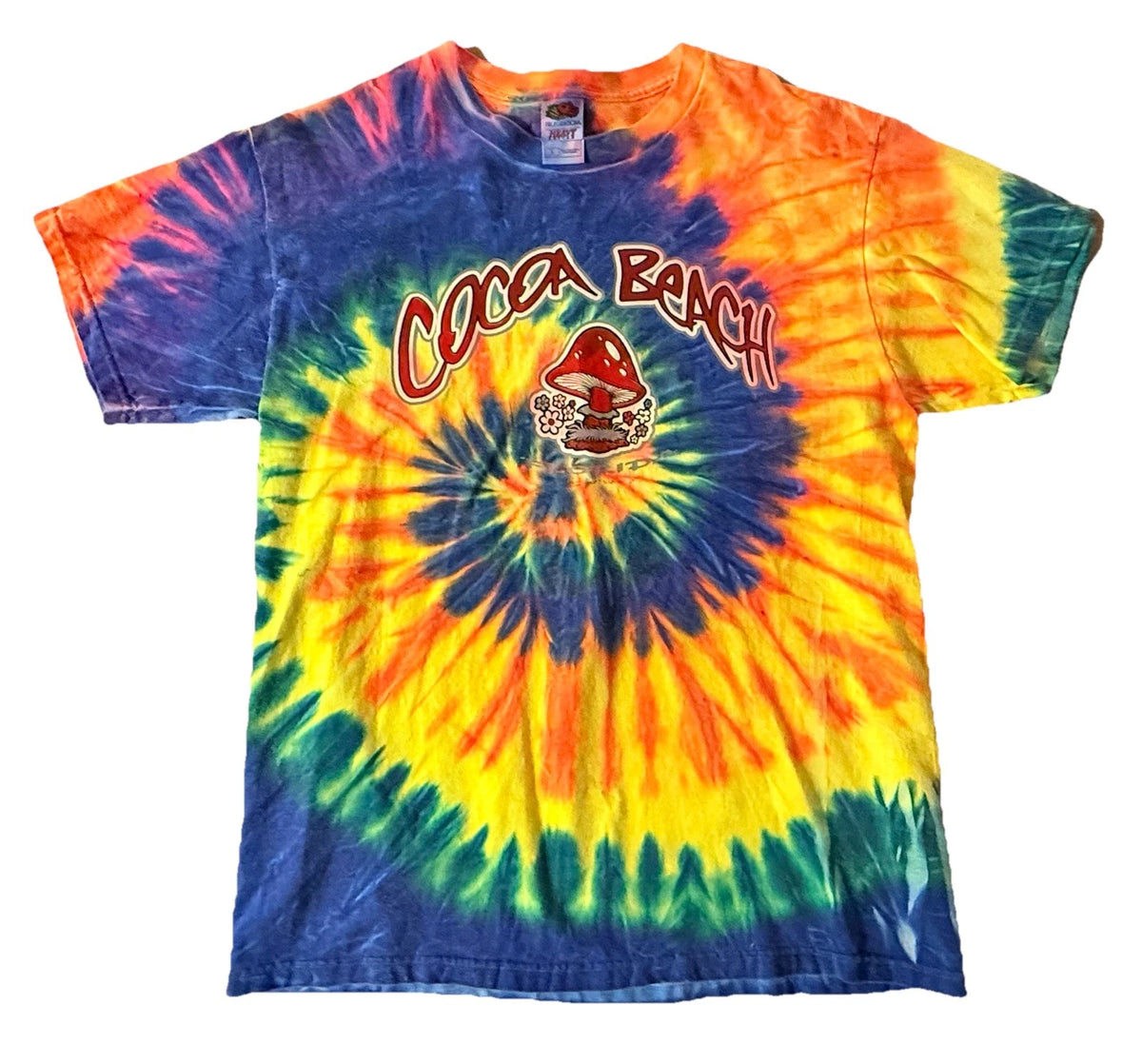 VTG Cocoa Beach Florida Mushroom Tie Dye Shirt Large 90s Hippie Boho LARGE