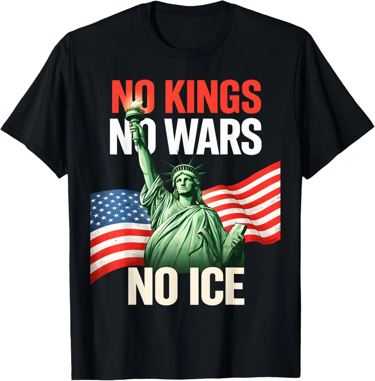 Retro Vintage No Wars No ICE No Kings US Flag Unisex T-Shirt