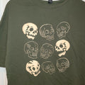Nine Skulls Tee Skull Graphic Skater Dark Academia Olive Green and Beige Small
