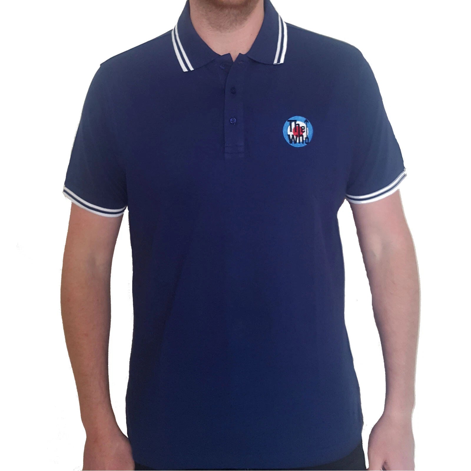 The Who Target Logo Polo Shirt Navy Blue Official Mod Rock Band Merch S-2XL