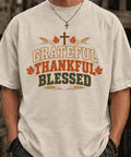 Grateful Thankful Blessed Shirt Thanksgiving Christian T-Shirt Fall Faith Tee