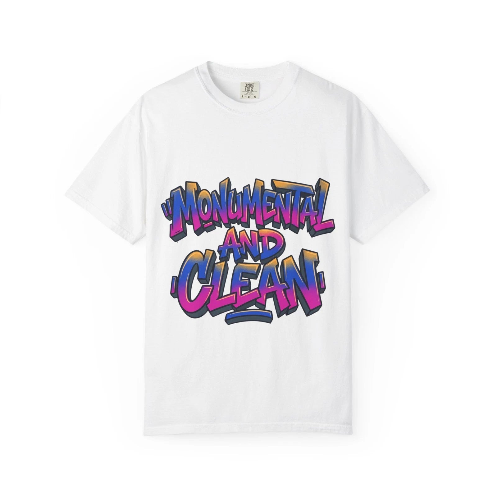 Monumental and Clean T-shirt | Graffiti Text Tee, Streetwear Style