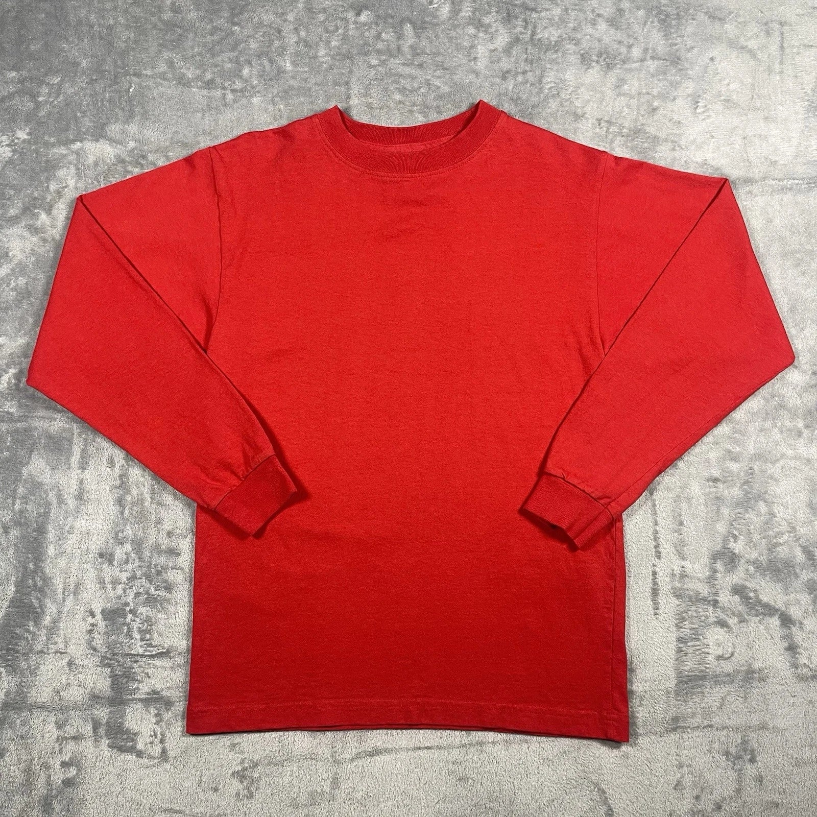 JNCO Jeans Long Sleeve Shirt Made In USA Red Blank Men's S 90s Vintage Deadstock