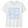 Blue White Clouds Striped Wavy T-Shirt Preppy Blue Clouds Aesthetic Summer Gift